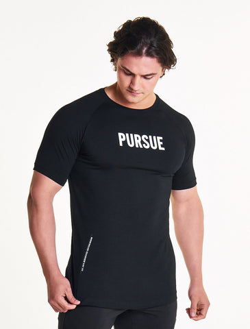 Pursue EST.2013 Fitted T-Shirt / Black-T-Shirts & Tops-Mens