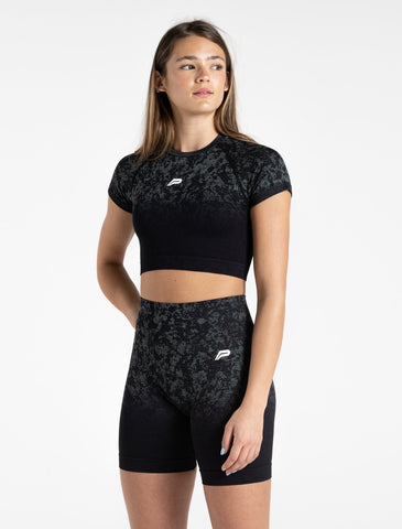 Cosmic Seamless Crop Top / Black Ombre-T-Shirts & Tops-Womens