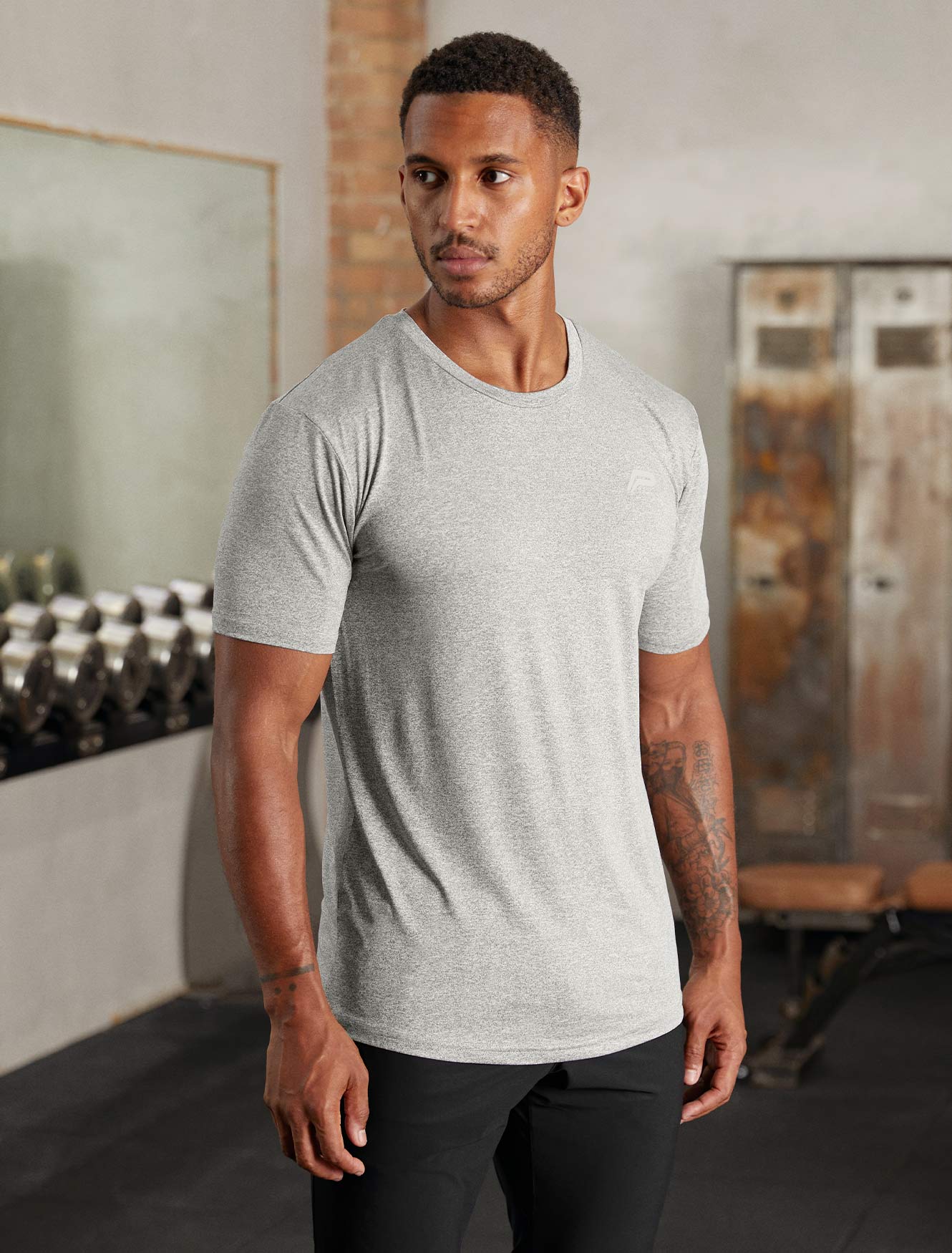Mens-Hybrid Everyday T-Shirt / Grey Marl