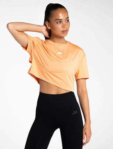 Breeze Crop T-Shirt / Coral-T-Shirts & Tops-Womens