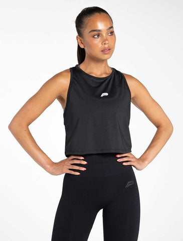 Breeze Crop Tank / Black-Vests-Womens