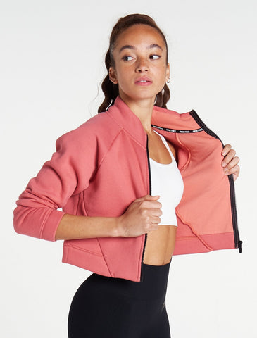 Iconic Crop Fleece Jacket / Deep Pink-Jackets & Hoodies-Womens
