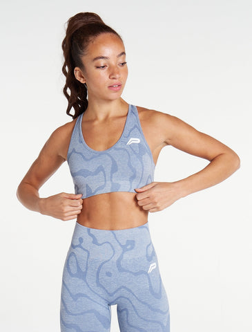 Sustainable Seamless Sports Bra / Blue-Sports Bras-Womens